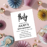 Invitación minimalista blanco treinta y treinta años de cumpl<br><div class="desc">¡Personalice su celebración con invitaciones de cumpleaños 30 en blanco!" Estas invitaciones te ofrecen un lienzo para que añadas tu toque único a tu celebración de 30 años. Con un espacio en blanco para sus datos personales, puede personalizar estas invitaciones para reflejar su estilo y preferencias. Es tu día especial,...</div>