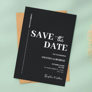 Invitación Minimalista blanco y negro guardar la fecha