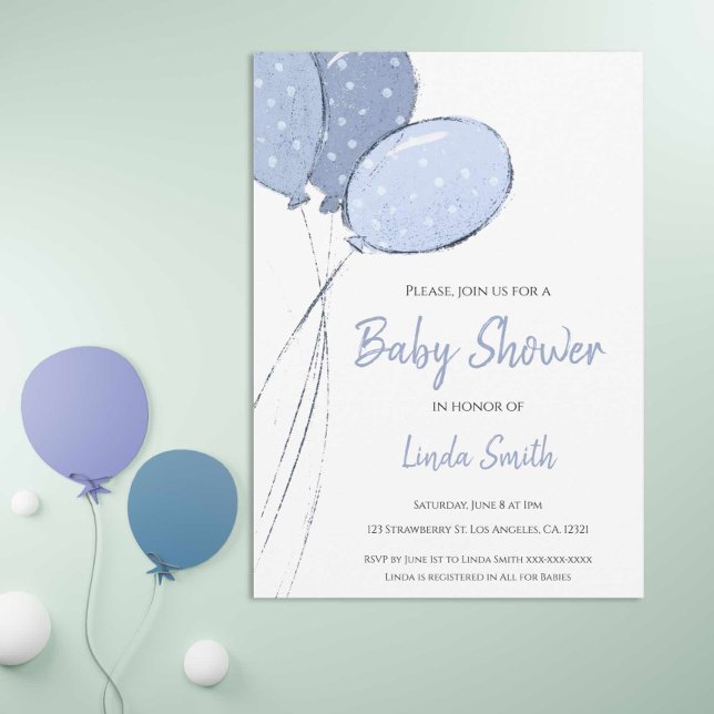 Invitación Minimalista Blue Balloons Boy Baby Shower (Subido por el creador)