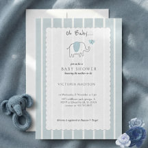 Minimalista Boceto de Elefante Bebé Azul Polvorien