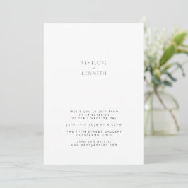 Invitación Minimalista Boda blanco negro vintage moderno
