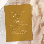 Invitación Minimalista Boda de escritura amarilla ocre modern<br><div class="desc">Invitación a la boda minimalista de escritura amarilla estilo mostaza ocre-ocre</div>