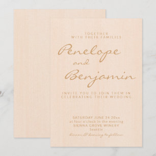 Invitación Minimalista Boda de escritura de oro moderno Boho