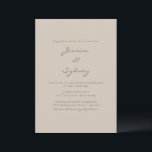 Invitación Minimalista Boda de escritura de tazas beige moder<br><div class="desc">Invitación a la boda minimalista de escritura de tazas beige moderno</div>