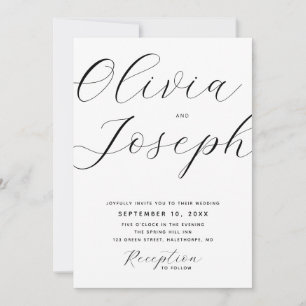 Invitación Minimalista Boda de escritura moderna. Foto limpia