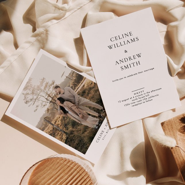 Invitación Minimalista Boda de fotografías de números romanos (Subido por el creador)