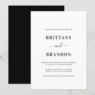Invitación Minimalista Boda de transmisión en directo de colo