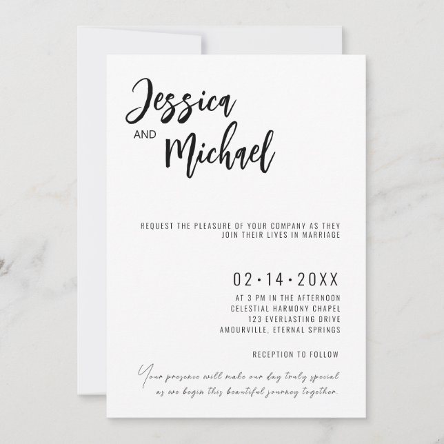 Invitación 💍 Minimalista Boda elegante  (Anverso)