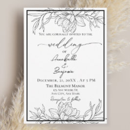 Invitación Minimalista Boda floral de Terracotta moderna