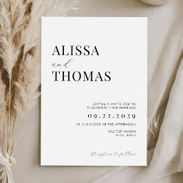 Invitación Minimalista Boda moderno negro y blanco