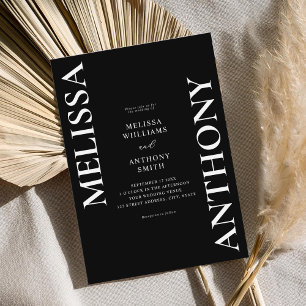 Invitación Minimalista Boda moderno negro y blanco