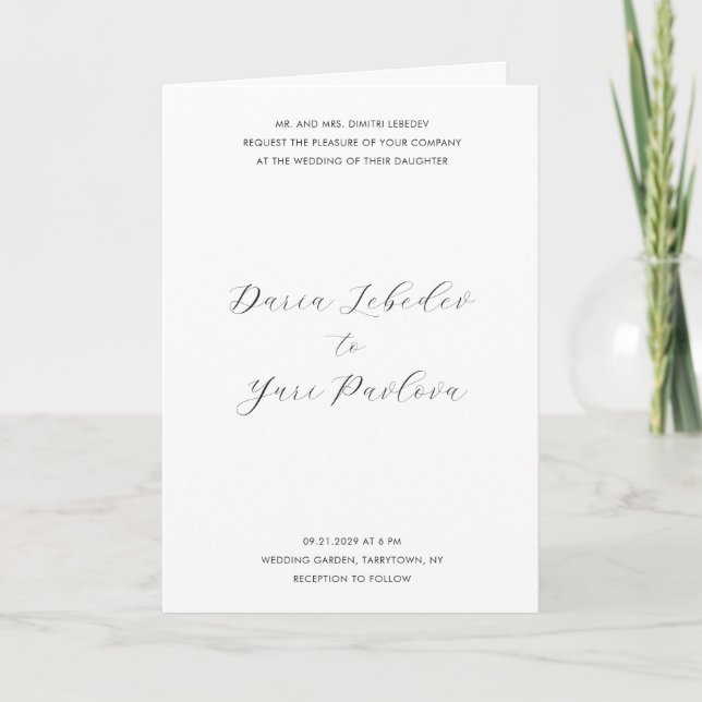 Invitación Minimalista Boda moderno negro y blanco (Anverso)