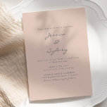 Invitación Minimalista Boda Rubor Gray Script<br><div class="desc">Invitación a la boda minimalista de Rubor y Gray Script</div>