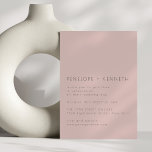 Invitación Minimalista Boda Rubor sencillo y turbio<br><div class="desc">Esta moderna invitación a la boda vintage presenta una composición minimalista y una tipografía simple en rosa polvoriento.</div>