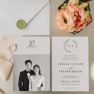 Invitación Minimalista Boda simple negro y blanco