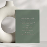 Invitación Minimalista Boda verde rosa y sabio suave moderno<br><div class="desc">Una disposición minimalista con un refinado texto rosa sobre un verde sabio polvoriento crea un ambiente moderno y romántico. El tipo limpio y el espaciado generoso le dan a este producto un aspecto elevado y atemporal. Perfecto para bodas contemporáneos con una paleta suave y monótona.</div>
