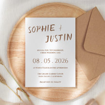 Minimalista Boho Elegante Escritura Boda