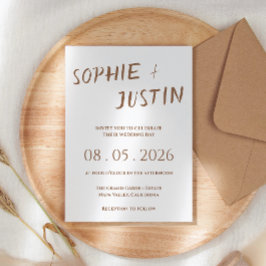 Invitación Minimalista Boho Elegante Escritura Boda
