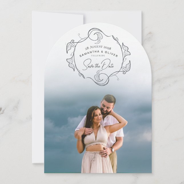 Invitación Minimalista Boho Foto Guardar la Fecha (Anverso)