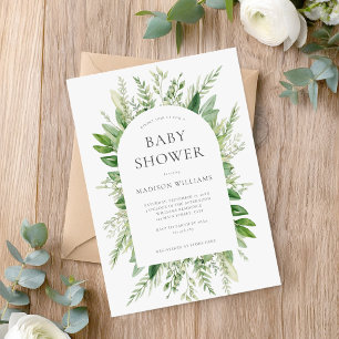 Invitación Minimalista Boho Greenery Baby Shower