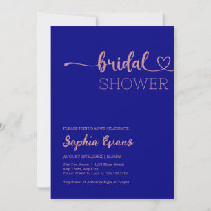 Invitación Minimalista Boho Rosa Oro Marina Azul ducha de nov