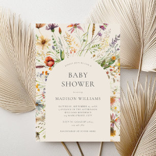 Invitación Minimalista Boho Wildflower Floral Baby Shower