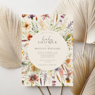 Invitación Minimalista Boho Wildflower Floral Baby Shower
