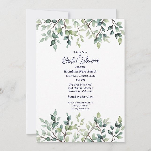 Invitación Minimalista Bonito simple deja ducha de novia (Anverso)