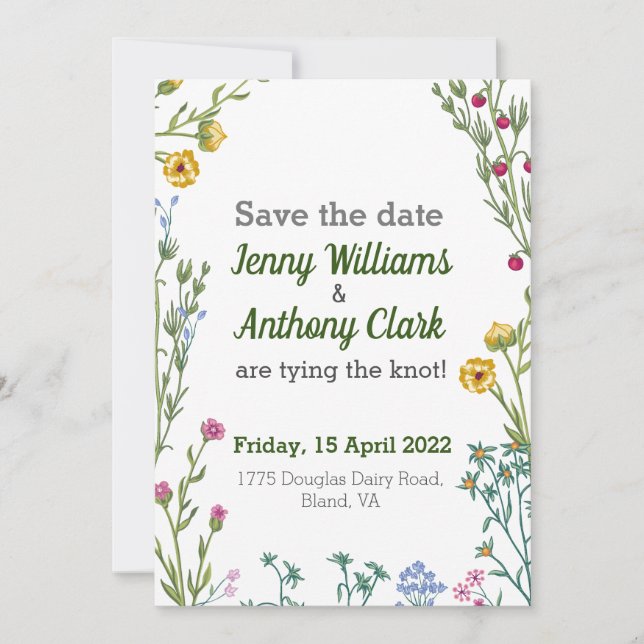 Invitación Minimalista Botánico Floral Moderno (Anverso)