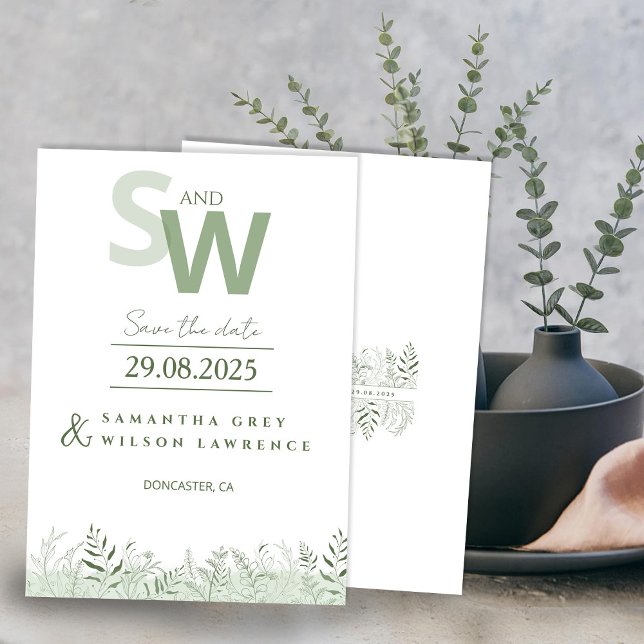 Invitación Minimalista Botánico Hoja Salva la Fecha (Subido por el creador)