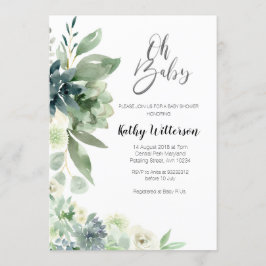 Invitación Minimalista Cactus Modern Baby Shower Boy Chica