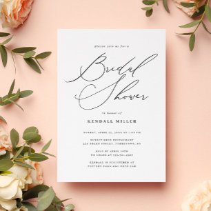 Invitación Minimalista caligrafía moderna ducha de novias