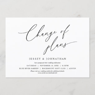 Invitación Minimalista, cambio de planes, boda pospuesta