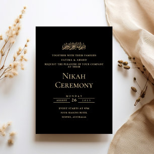 Invitación Minimalista ceremonia de Nikah formal con guión en