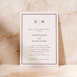 Invitación Minimalista Chic Cena de Ensayo de Boda Blanca y