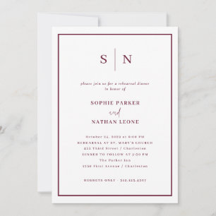 Invitación Minimalista Chic Cena de Ensayo de Boda Blanca y