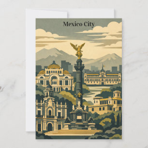 Invitación Minimalista Ciudad de México Vintage Viaje CDMX
