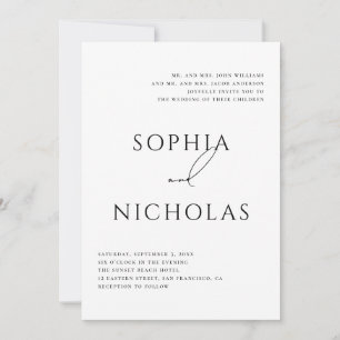Invitación Minimalista Clásico Boda Tipografía Elegante