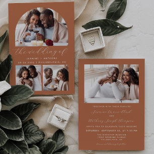 Invitación Minimalista Colaje de Fotos en Arco de Boda Terrac