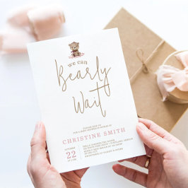 Invitación Minimalista color de agua rosado del oso Baby Show