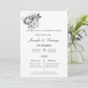 Invitación minimalista con anillo para boda