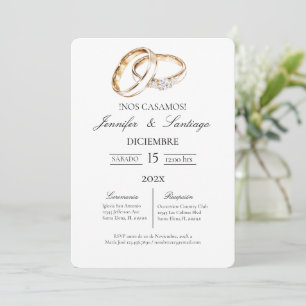 Invitación minimalista con anillo para boda