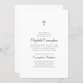 Invitación Minimalista con el funeral de Faux Gold Cross