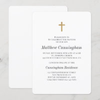 Minimalista con Faux Gold Cross Boy Bautismal