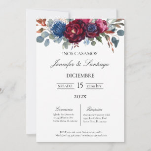 Invitación minimalista con flor Jewel para boda