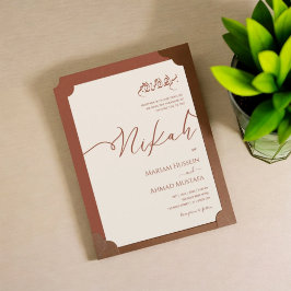 Invitación Minimalista Crema moderna Terracota islámica Nikah