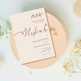 Invitación Minimalista Crema moderna Terracota islámica Nikah