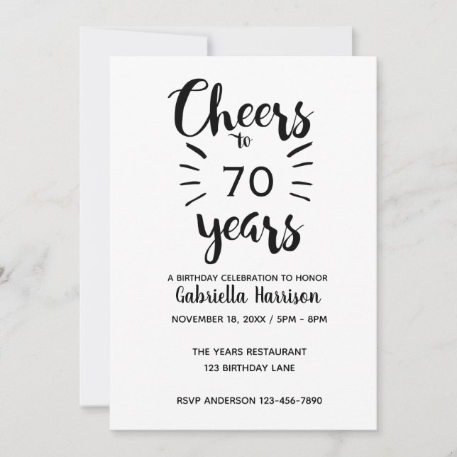 Invitación Minimalista cumpleaños 70 (Anverso)