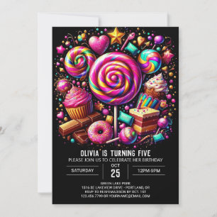 Invitación Minimalista cumpleaños digital de Candyland