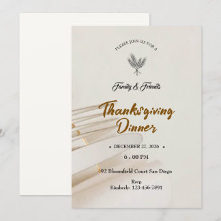 Invitación Minimalista de Acción de Gracias